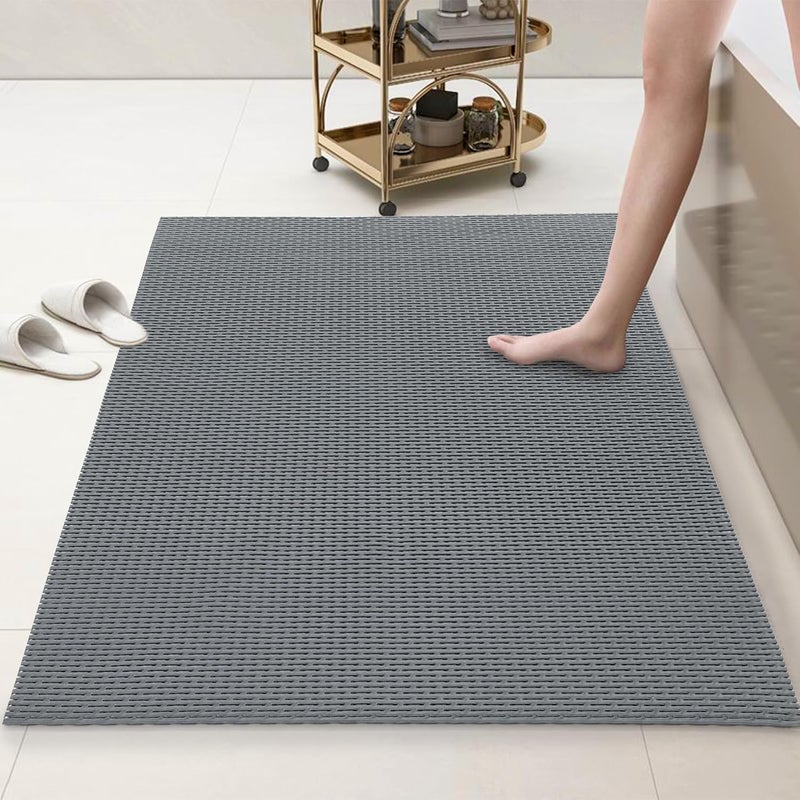 HOMBYS 35 x 24 Extra Large Shower Mat for Shower Stall Tub, Non Slip Bath Mat Bathroom Accessories, PVC Mats for Shower and Bathroom, Quick Drying, (Gray, 35"x24") - Image 2